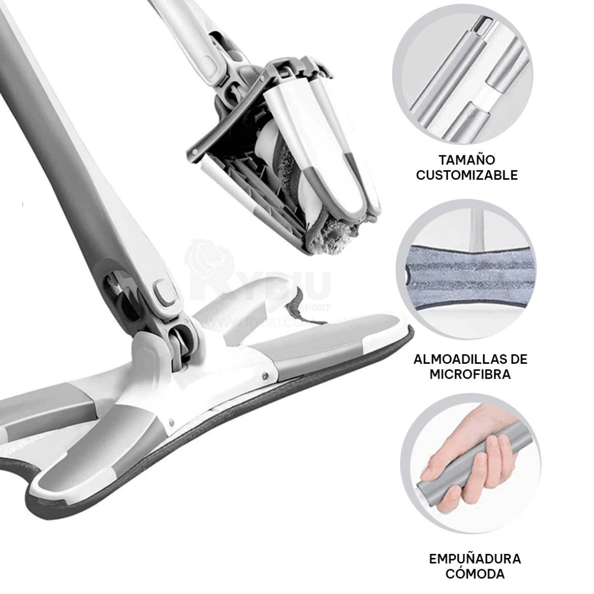 Mopa con exprimidor y de microfibra